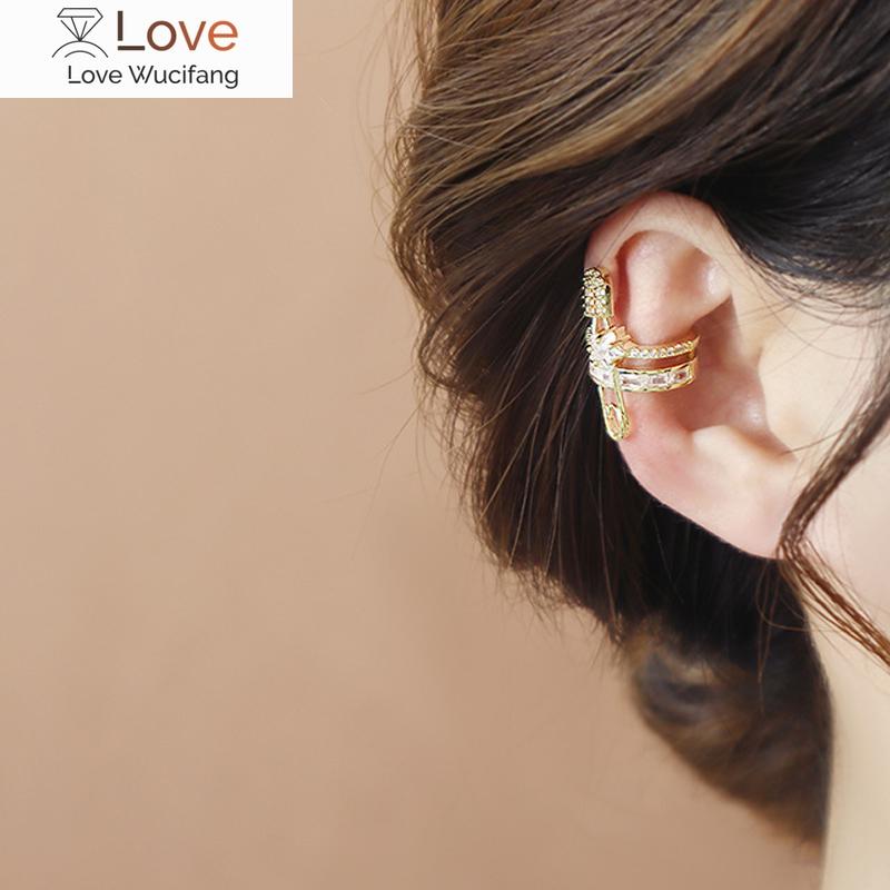 

Распродажа супер блестящая женская сережка-скрепка с цирконием, креативная сережка-косточка из 14-каратного настоящего золота, кулон в подарок золотой