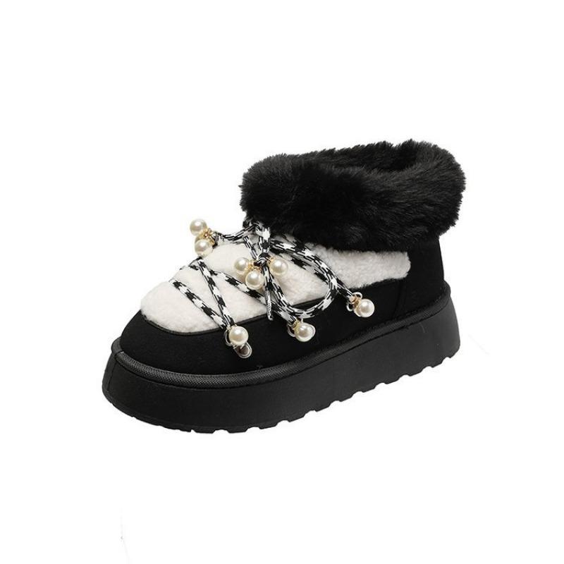 Small Half Size Suede Round Head Winter Artificial Short Plush Sleeve Low Heel (less Than 3cm) Rubber Short Tube