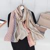New Imitation Silk Printed Silk Scarf for Women  Versatile Geometric Sun Protection Beach Towel Ethnic Style Decoration Gauze Shawl