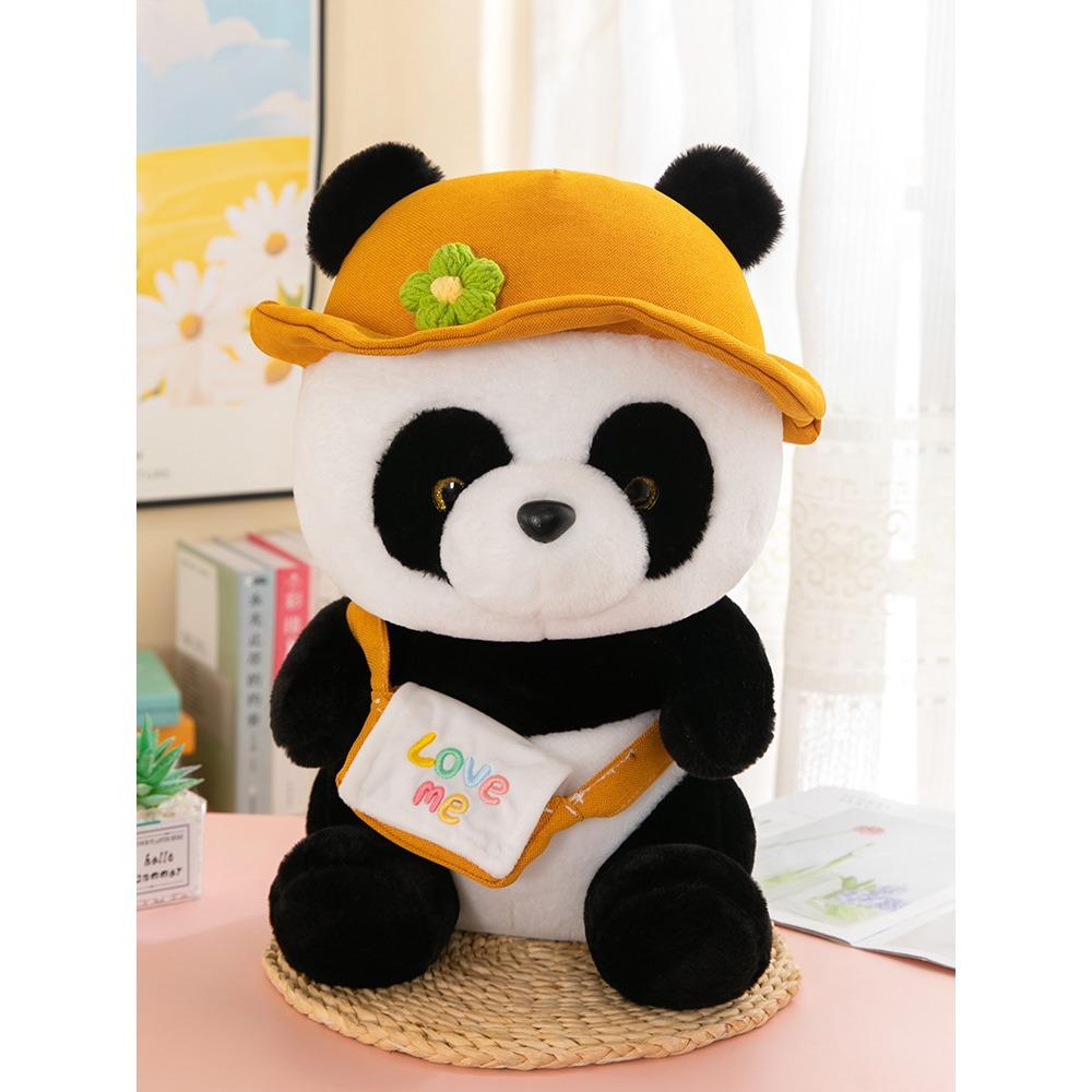 New Satchel Panda Doll Plush Toy Kids Birthday Doll Gift Cute Panda Ragdoll