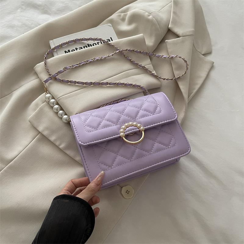 Rhombus Chain Bag Women's 2025 New Trend Fashion Oblique Span Bag Versatile Niche High-end Shoulder Small Square Bag