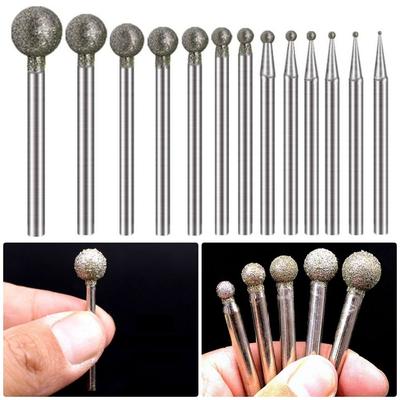 5 Piezas 0.5mm-8mm Piezas de Amoladora Eléctrica Vástago 2.35mm Fresado Lijado Broca Cabeza de Diamante para Rectificar
