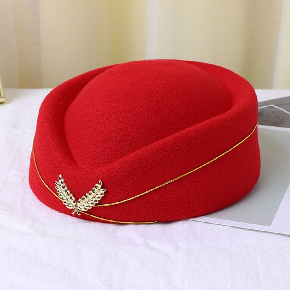 Cap Ear Of Wheat Airline Uniform Caps Stewardess Berets Hat Air Hostesses Hats Felt Beanie Hats