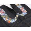 RogueWave Pantaloncini Denim Uomo Neri Hiphop Jeans Pantaloni Fiori di Ciliegio Totem Drago Lavati Cerniera pantaloncini