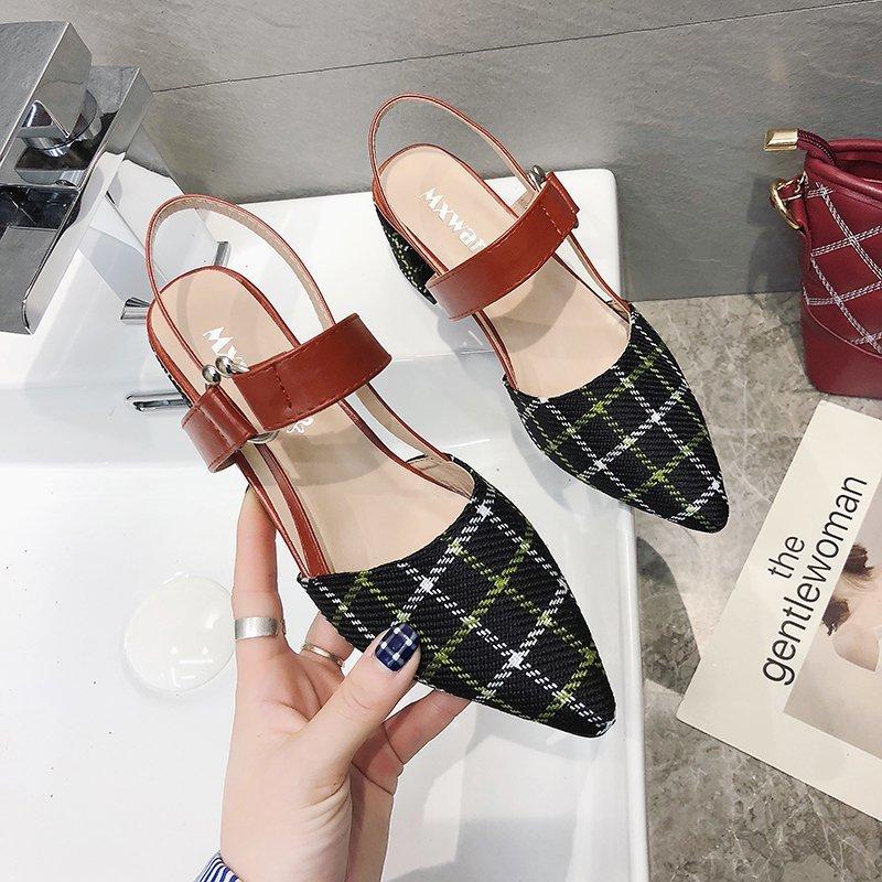 Damenschuhe Neue Hohl Grob Sandalen Hochhackige Flach Mund Spitz Pumps Arbeit Frauen Weibliche Sexy High Heels Zapatilla Gitter