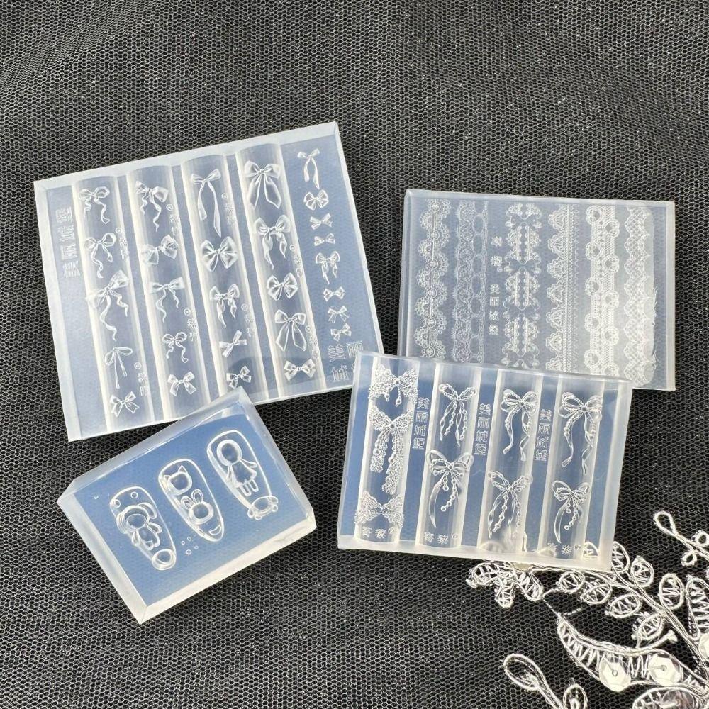 Lace Trim Sweet 3D Silicone Nail Mold Manicure Stencil Tool  For DIY Manicure Decor