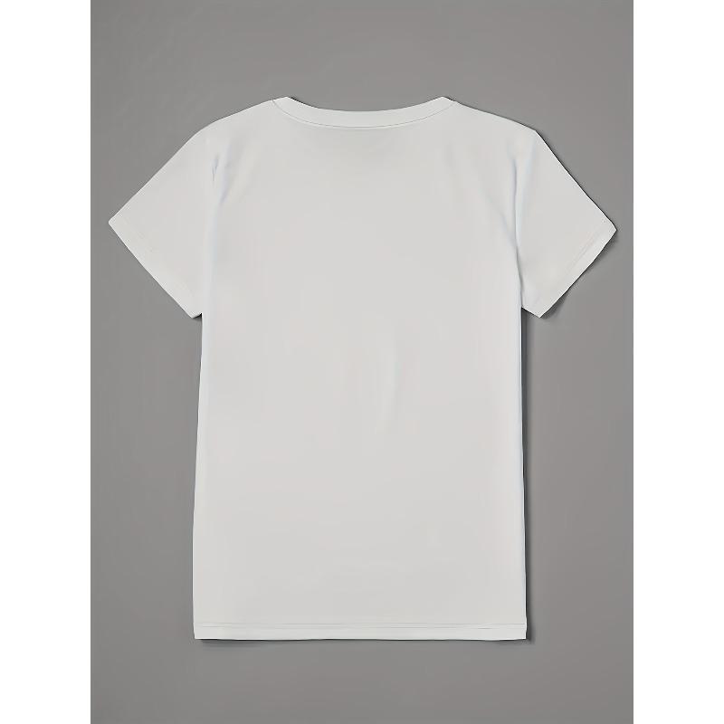 Womens Casual Love Pattern Leopard Heart Design Tee Elastic Round Neck Short Sleeve Four Seasons Comfortable Opaque Machine Washable Top