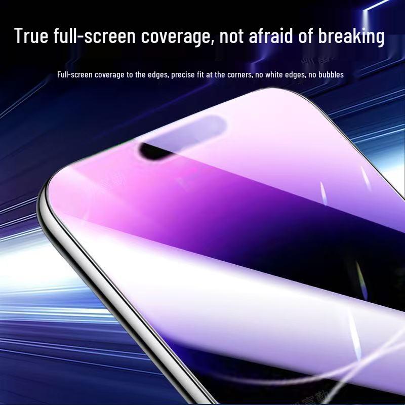 Apple iPhone 14 Series Tempered Glass Screen Protector: Anti-Drop, Full HD Coverage for iPhone 14 Pro Max and 14 Plus.