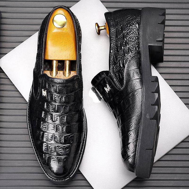 Leather Shoes Men's British New Autumn Trend Business Leisure One-pedal Men's Shoes Leather Hairstylist Platform Shoes Men