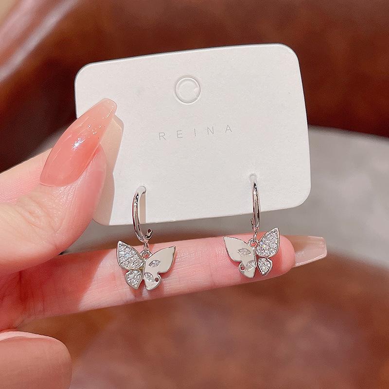 Sterling Silver Bow Gardenia Stud Earrings - Light Luxury Korean Style