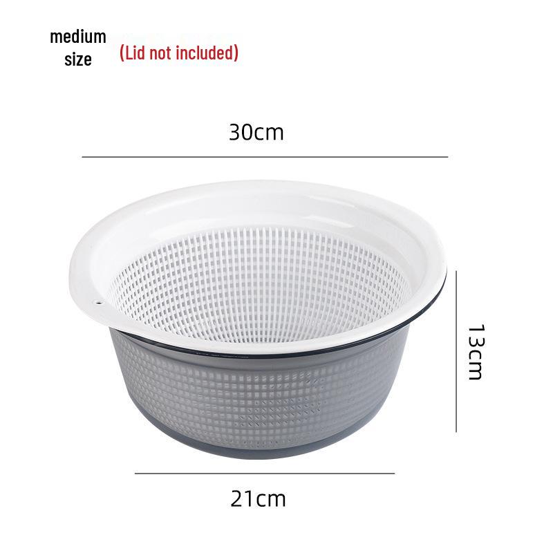 Large Kitchen Double-Layer Drain Basket with Lid for Fruit & Vegetable Washing and Storage
