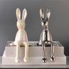 Color Ceramic Bunny Figurine Statue Decorative Animal Sculpture for Bookshelf Living Room and Bedroom