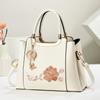 Fashionable Embroidered Crossbody Bag New Women's Single Shoulder Handbag for Middle-Aged Women Durable PU Leather Bags