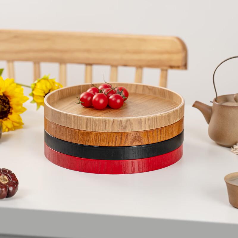 FengZhi Japanese Style Wooden Round Serving Tray