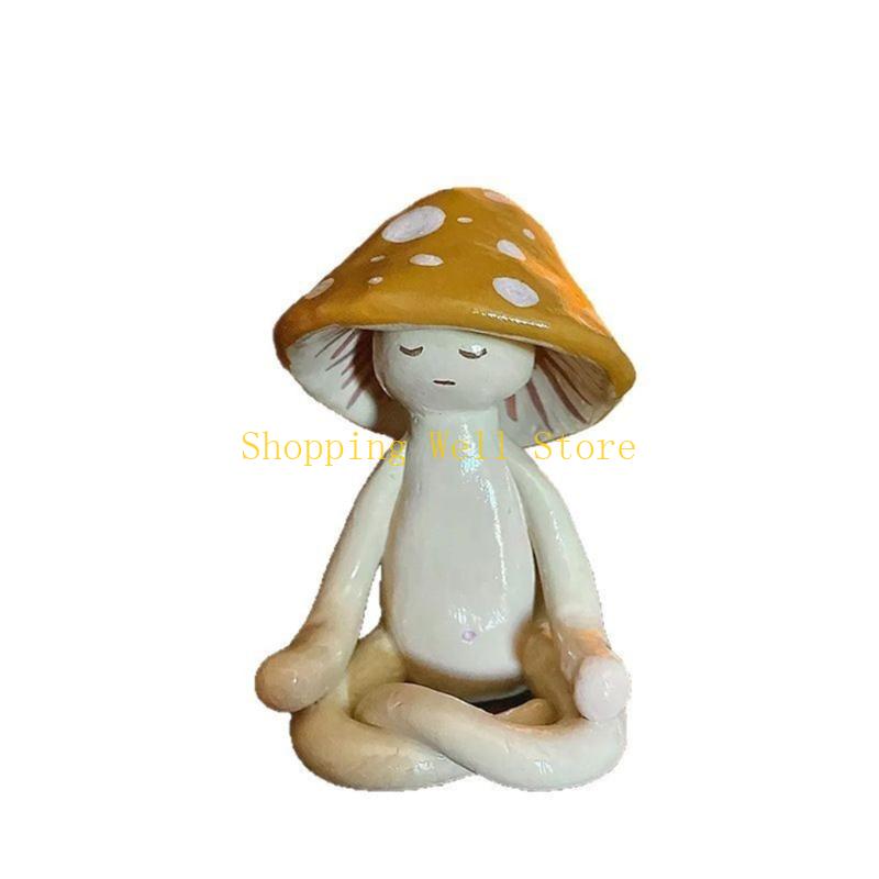 KX4B Fairys Garden Statue Table Centrepieces Miniature Meditations Mushroom Figurines