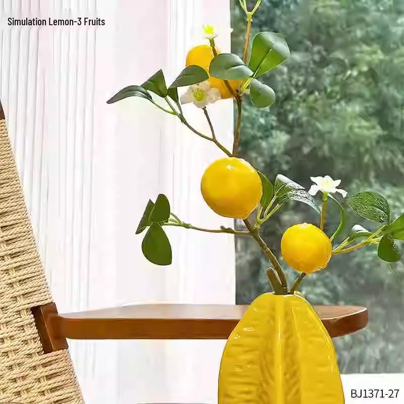 

Artificial Floral Art: Real-Touch Lemon Tree Branches for Home Décor - Perfect for Living Room, TV Cabinet, Entrance, or Dining Table.