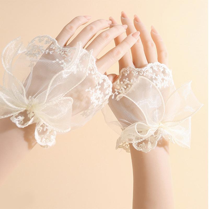 Mode Abnehmbare Spitze Mesh Stoff Falsche Ärmel Hemd Pullover Dekor Rüschen Ellbogen Trompetenmanschette Handgelenk Accessoires