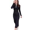 Frühlings- und Herbst-Damenkleid-Paket, Hüftlicht, vertrauter Wind, bequem, lässig, dünn, langärmelig, V-Ausschnitt