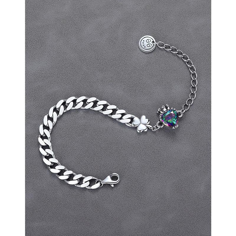 Niche Design Crown Heart-shaped Zircon Retro Tai Bracelet Female Personality Punk High-end Bracelet