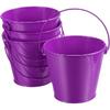 PATIKIL 4.7 Inch Colored Metal Buckets, 4 Pack Pencil Holder Buckets Round Metal Planter Pails Container with Handles for Classroom Crafts, Light
