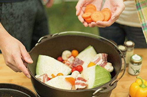 Captain Stag (CAPTAIN STAG) UG-3045 Cast Iron Dutch Oven, 20cm, No Seasoning Required, Perfect for Camping and Barbecuing