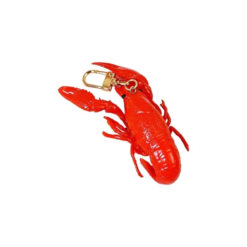Realistic Food Keychain Set PVC Mini Crab Lobster Keyring Creative Novelty Fun Gift for Car Key Backpack Lovers Friend Party Decoration