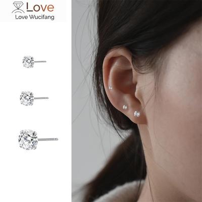 3 Pairs /Lot Silver Color Jewelry Women Fashion Cute Tiny Clear Zircon Crystal Cz Stud Earrings Gift For Girls Teens Lady