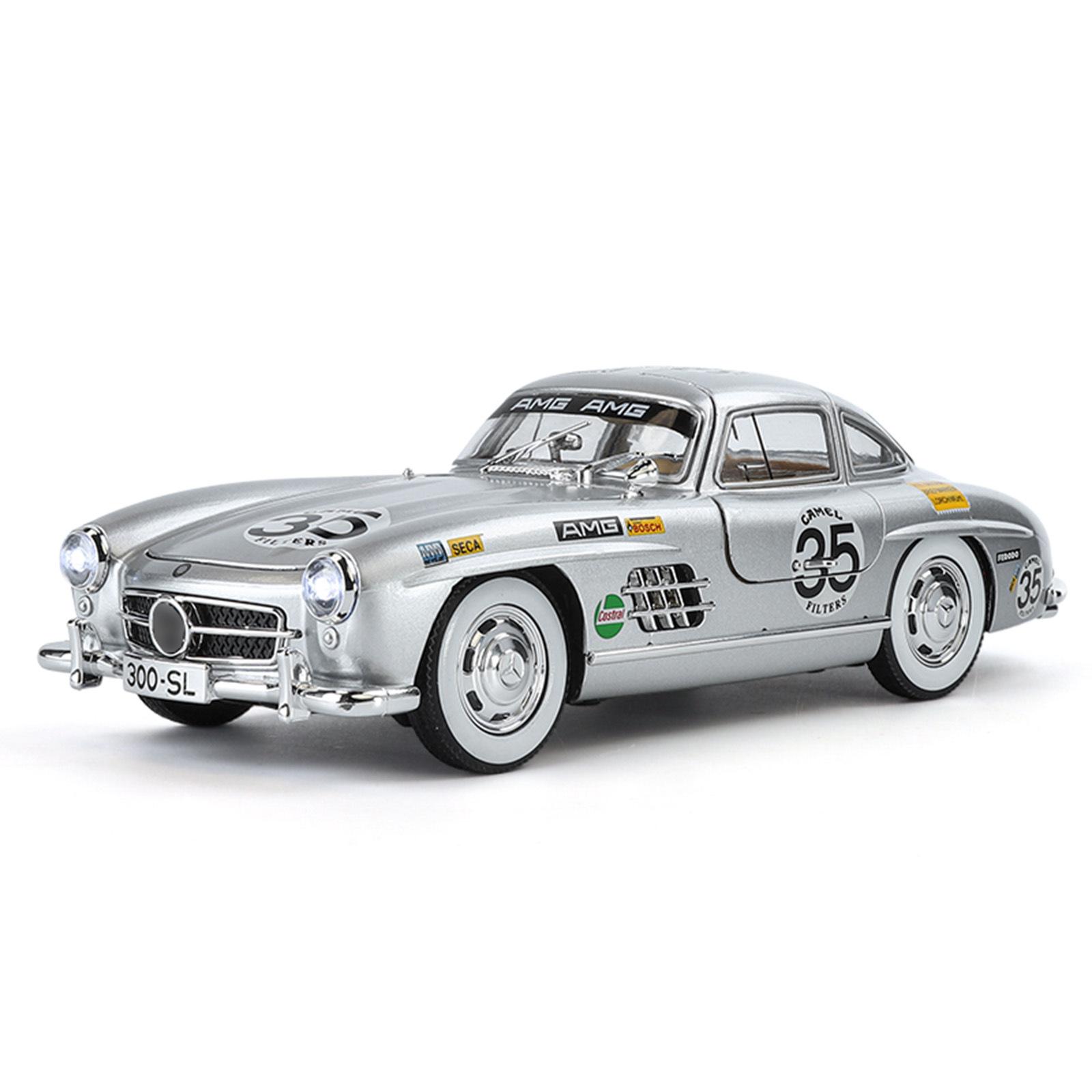 

1/32 Benz 300SL 35# Vintage Classic Alloy Metal Diecast Model Car Sound and Light Pull Back Children s Toy Car Collection Hobby серебряный