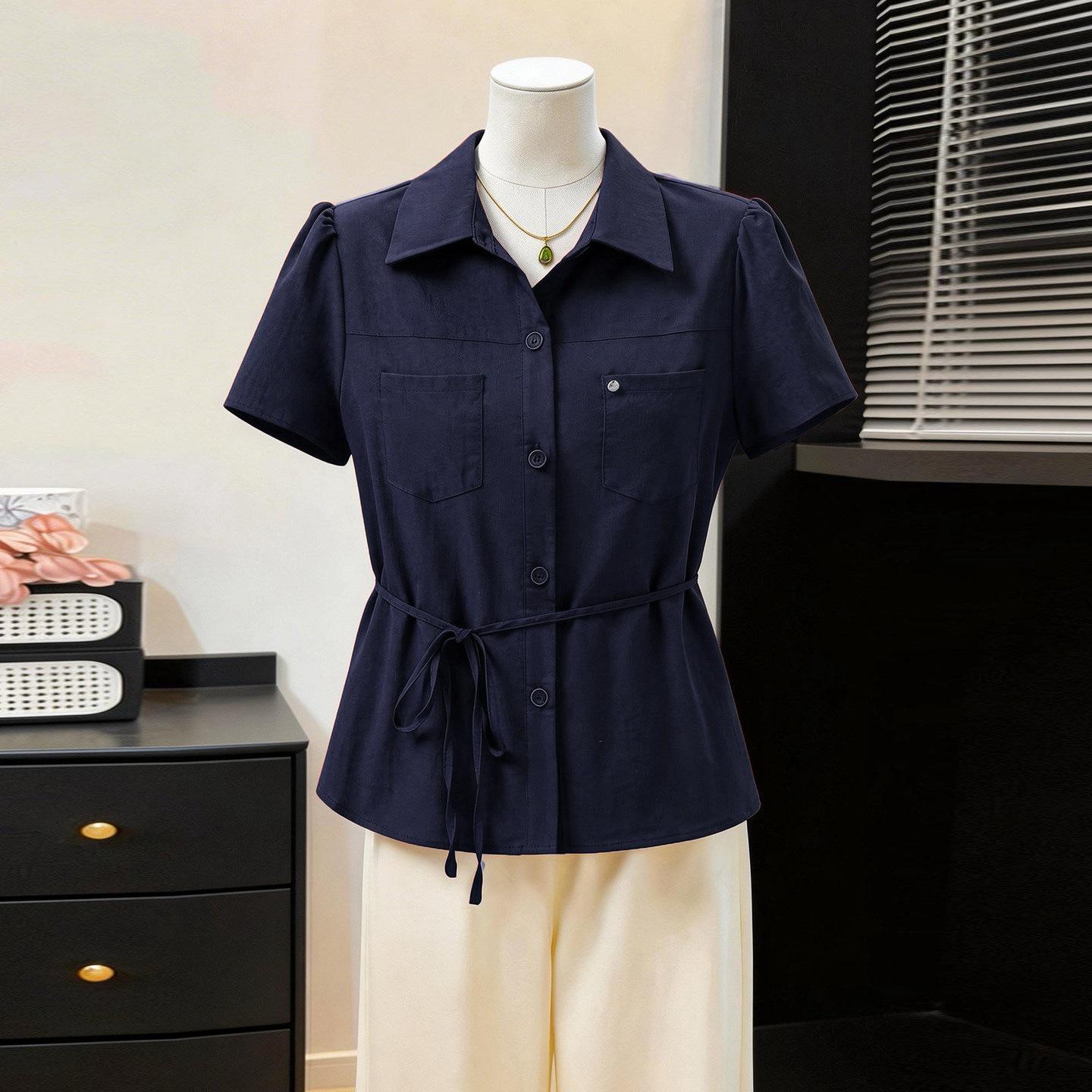 

2026 Summer Stylish Two-Piece Set: Versatile Short Sleeve Blouse for Mother s Day XL (105-120 lbs)