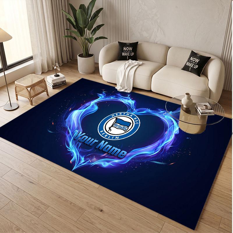Custom Rug hertha bsc Pattern Print Name Text Soft Non‑Slip Floor Carpet for Home Indoor Decoration