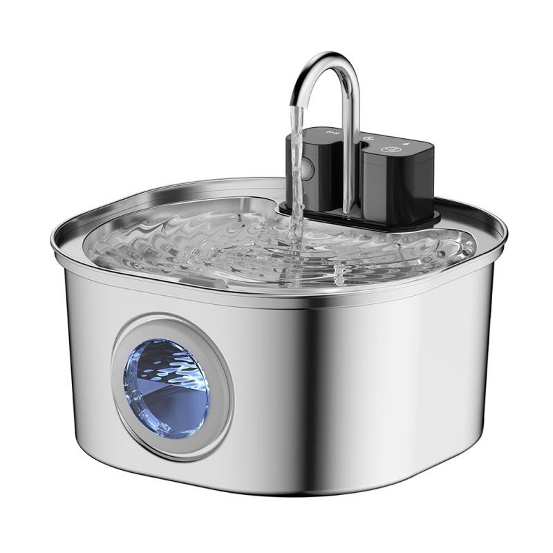 Cordless Rechargeable Pet Drinking Fountain 4L Stainless Steel Automatic Water Bowl Dispenser for Cat Dog Home