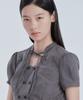 Mausolleum String Tie Double Button Blouse - Gray
