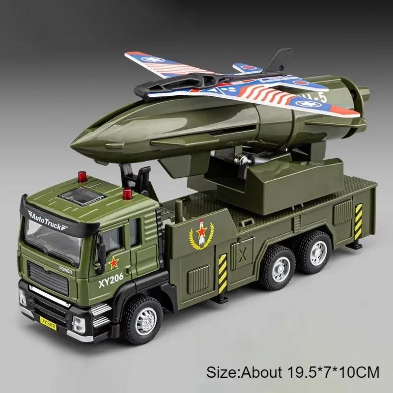 Scale 1:32 UAV Launch Tank Transport Model Car Toy Music Light Pull Back Doors Opened Military Vehicles Models for Kids Trucks