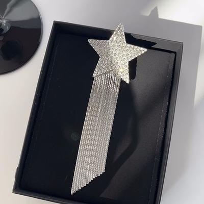 Niche Design Sense Full Of Diamonds, Stars, Fringed Brooch, High-End Female Personality, Suit Coat, Sweater, Corsage Accessories