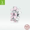 Hair Accessories Bracelet Accessories Pink Flower Diys925 Silver Beads Scc1484