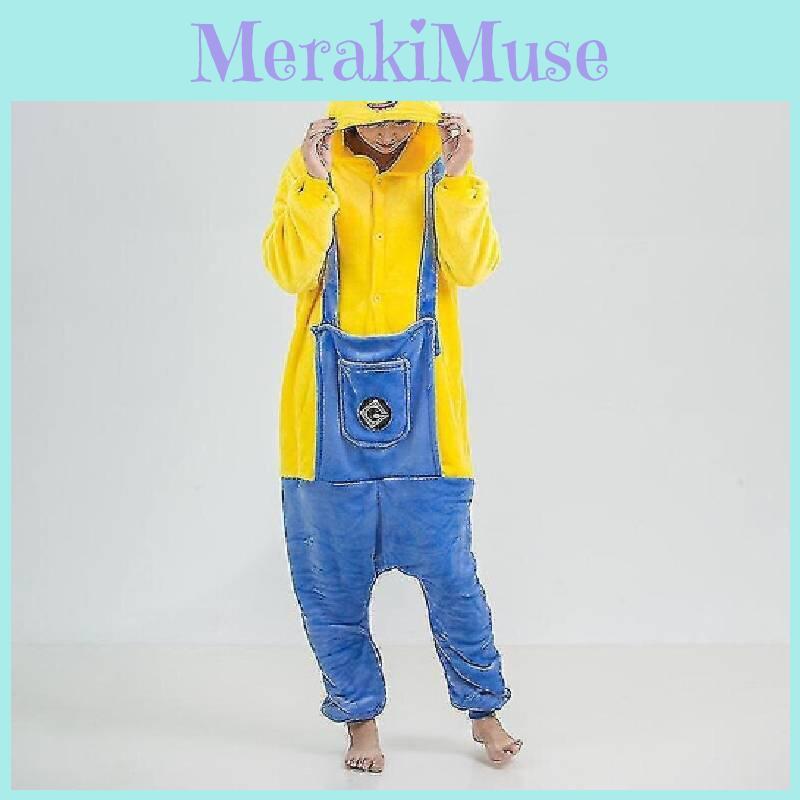 Minions Cartoon Animal Pajamas With Fleece Material For Kids And Adults Home Wear