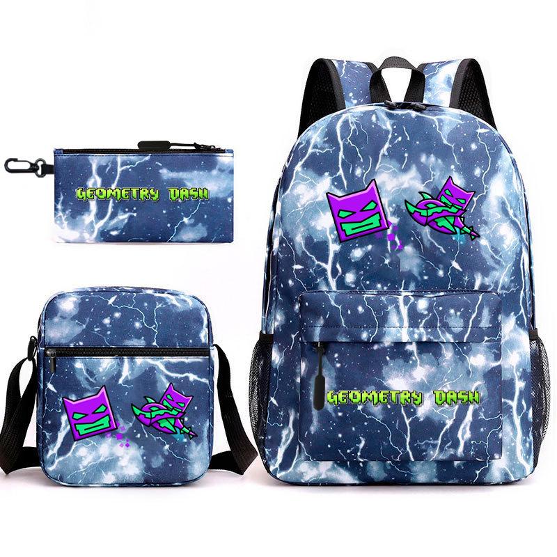Geometry Sprint Game Backpack Geometry Dash Heat Transfer Backpack Elementary School Bag Leisure Bag