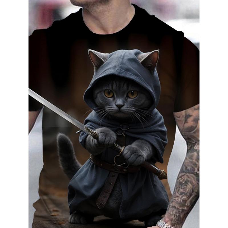 

Men s Cat Swordsman T-Shirt XL