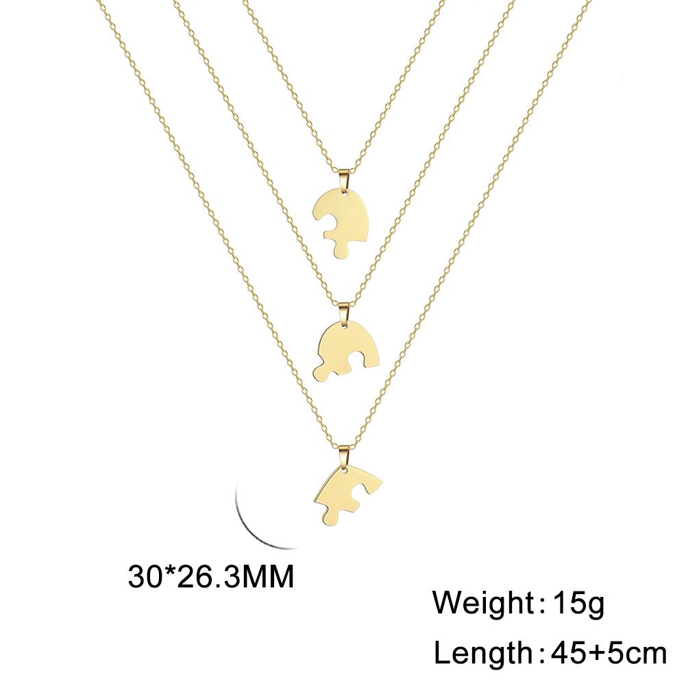 Lemegeton Customized Name Heart Puzzle Necklace 2-6Pcs Stainless Steel Jewelry Family Name Love Pendant Friendship New Year Gift