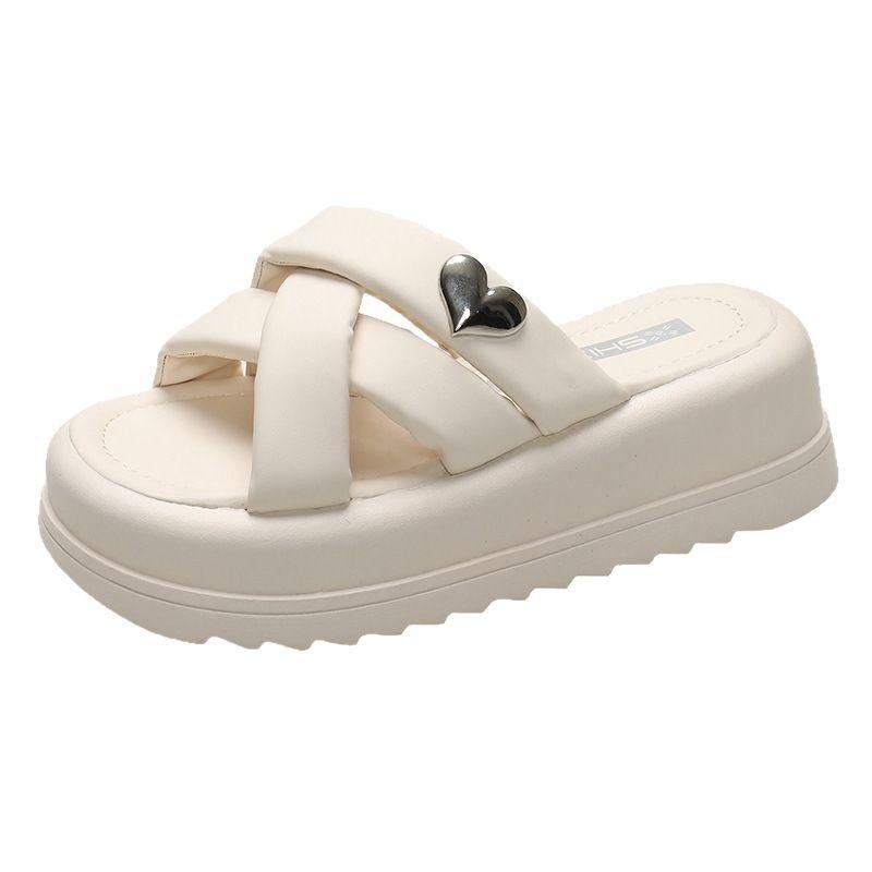 Thick Bottom Moccasin Slippers Women's Outer Cross Soft Bottom Beach Shoes Casual Sandals Slippers