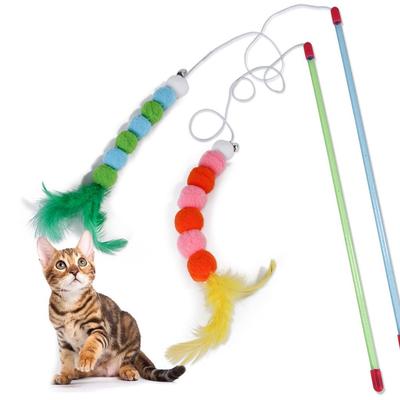 Giocattolo interattivo per gatti gattino Giocattolo per gatti con piume morbide e campana che borda