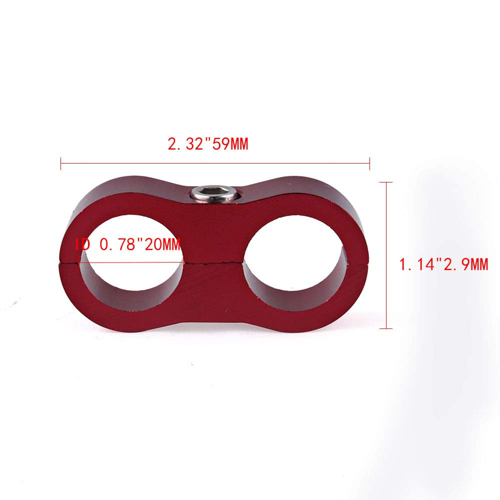 MUGE Tubing Separator Clamp Fitting, Hose Separator Clamp, Hose Clamp, Car Cooler, Aluminum Alloy, AN10, 4-Pack, Universal (Gold, AN10)