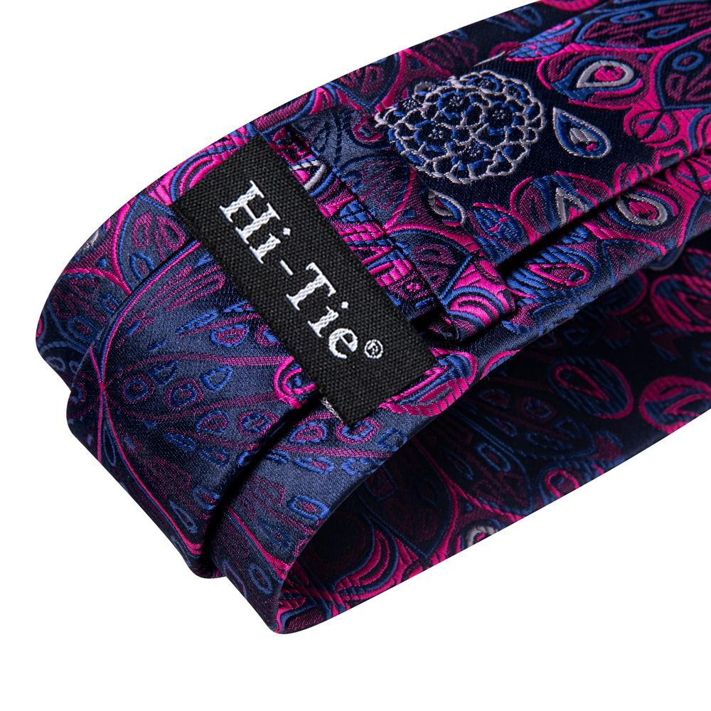 Hi-Tie Viola Unito Paisley Seta Cravatta da Matrimonio per Uomo Design Novità Fazzoletto Gemelli Regalo Set Cravatta Uomo Festa Business Dropshipping