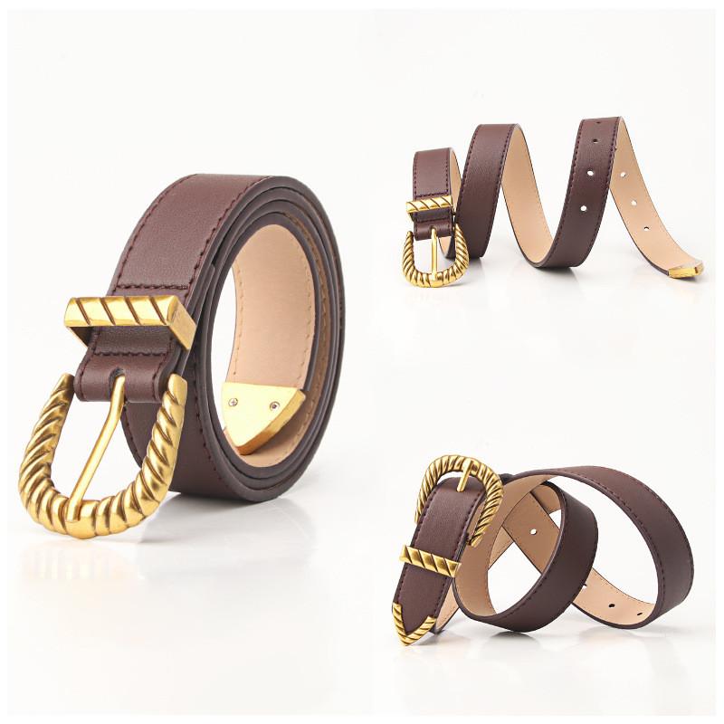 Vintage Leather Belt With Alloy Buckle For Women And Casual Wear