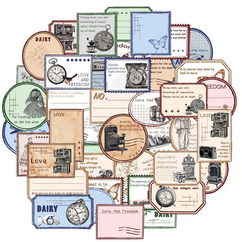 Waterproof Retro Decals: 50 Sheets of Journal Stickers for Notepads, Laptops, iPads, and Suitcases