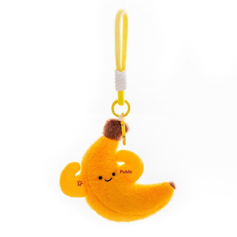 Cute Fun Plush Exercise Fruit Keychain Cartoon Simulated Fruit Stuffed Doll Backpack Pendant Decorative Key Chain Accessories