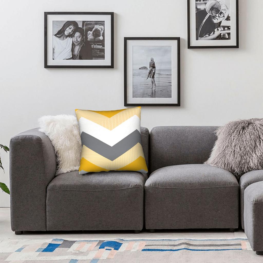 Yellow Grey Geometric Pillow Case Fashion Pillow Cover Soft Pillowcases For Sofa Car Home Decor