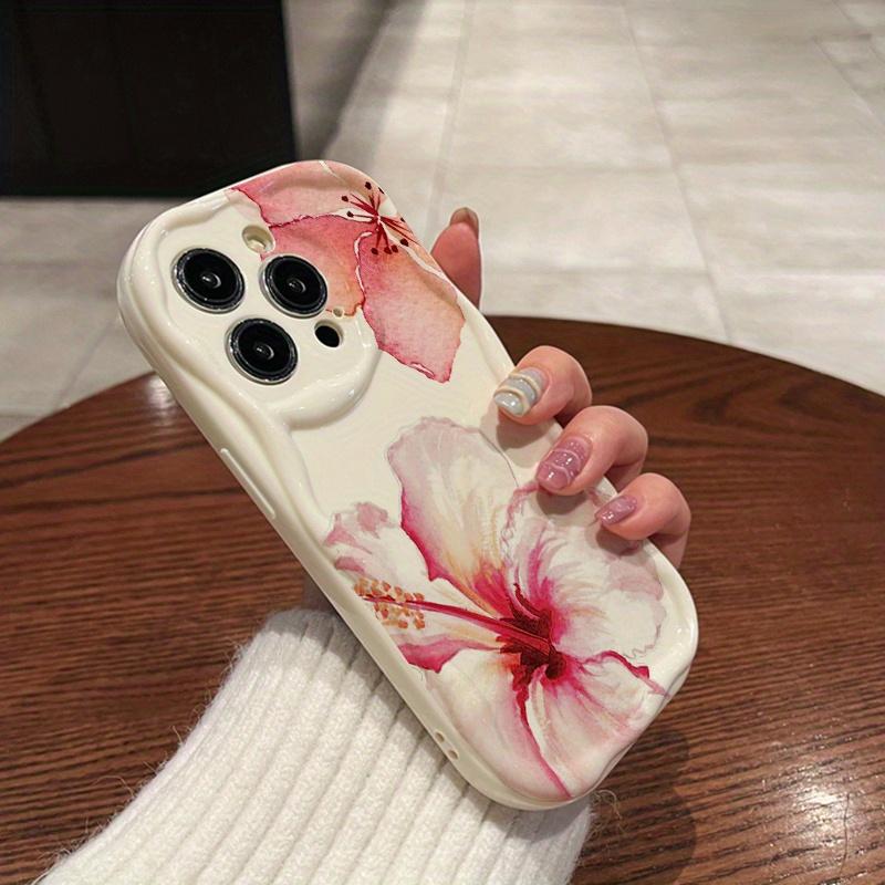 

Red Hibiscus Lily Flower Pattern Cream Wavy-edge Phone Case For Samsung Galaxy S26 S24 S25 S23 Ultra S22 S21 S20 Plus FE Cover Galaxy A35 5G