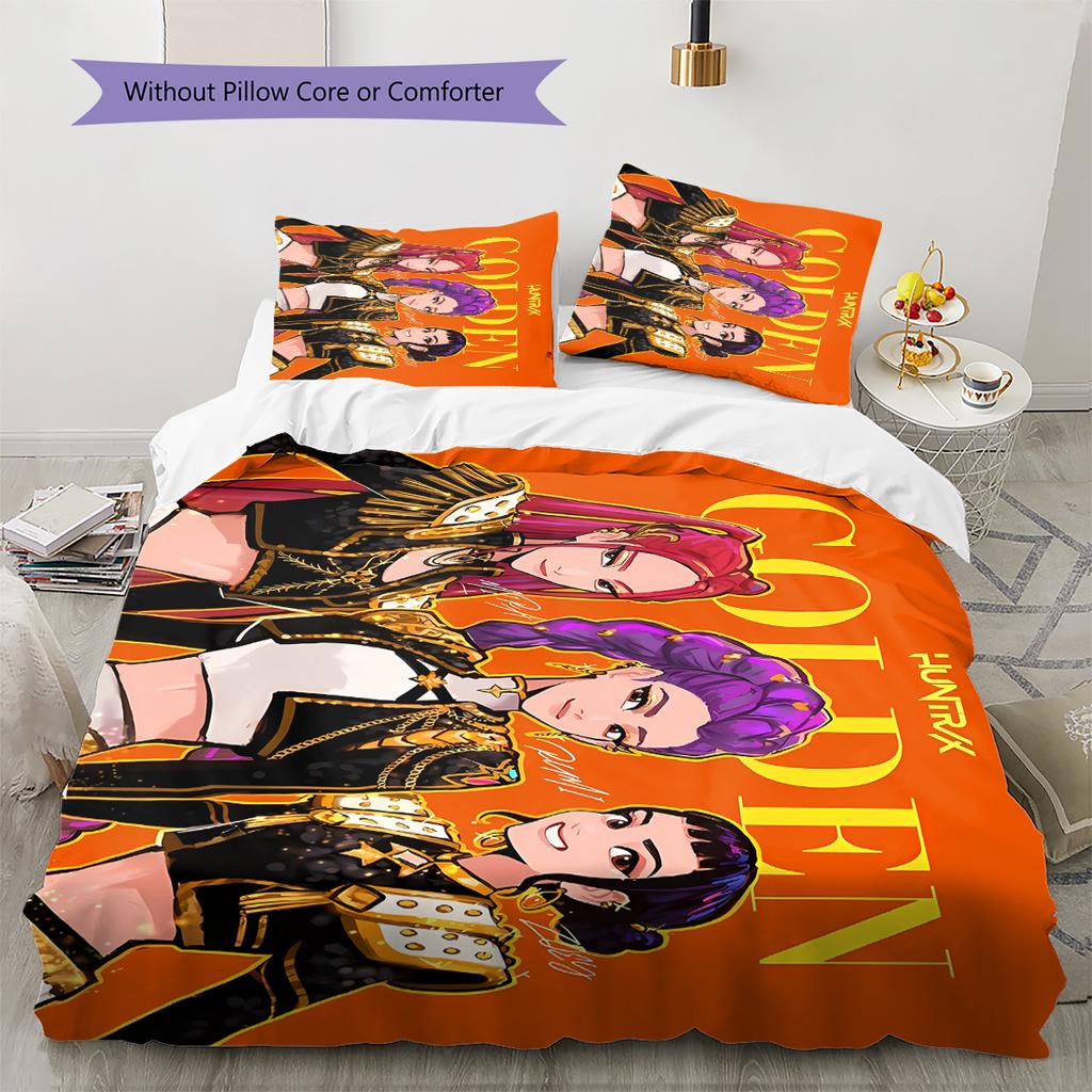 Kpop Dämonenjäger Muster Bettwäsche, Steppbett Set Steppbettbezug Kissenbezug Zuhause Geburtstagsgeschenk (1 Bettbezug + 2 Kissenbezüge, ohne Füllung)