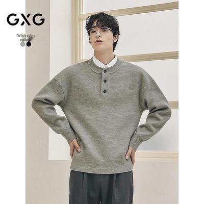 GXG Men's Casual Henley Neck Knit Sweater